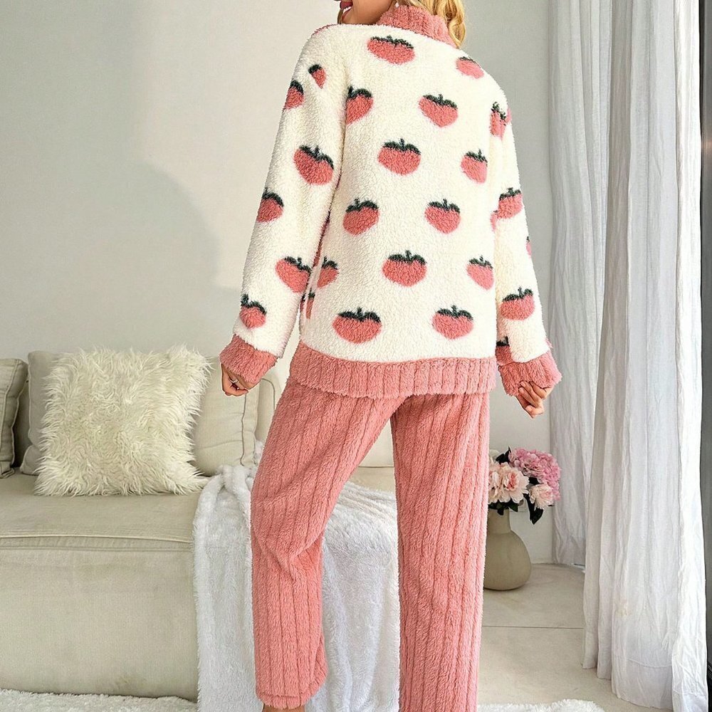 Multicolor Preppy Womens Contrast Trim Button Front PJ Set - Picture 2 of 6